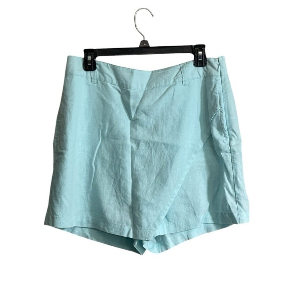 Crown & Ivy Sz 8  Linen Blend Wrap Skort Blue Casual Golf Resortwear